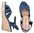Sandalette aus Velourlederimitat mit Keilabsatz, marineblau